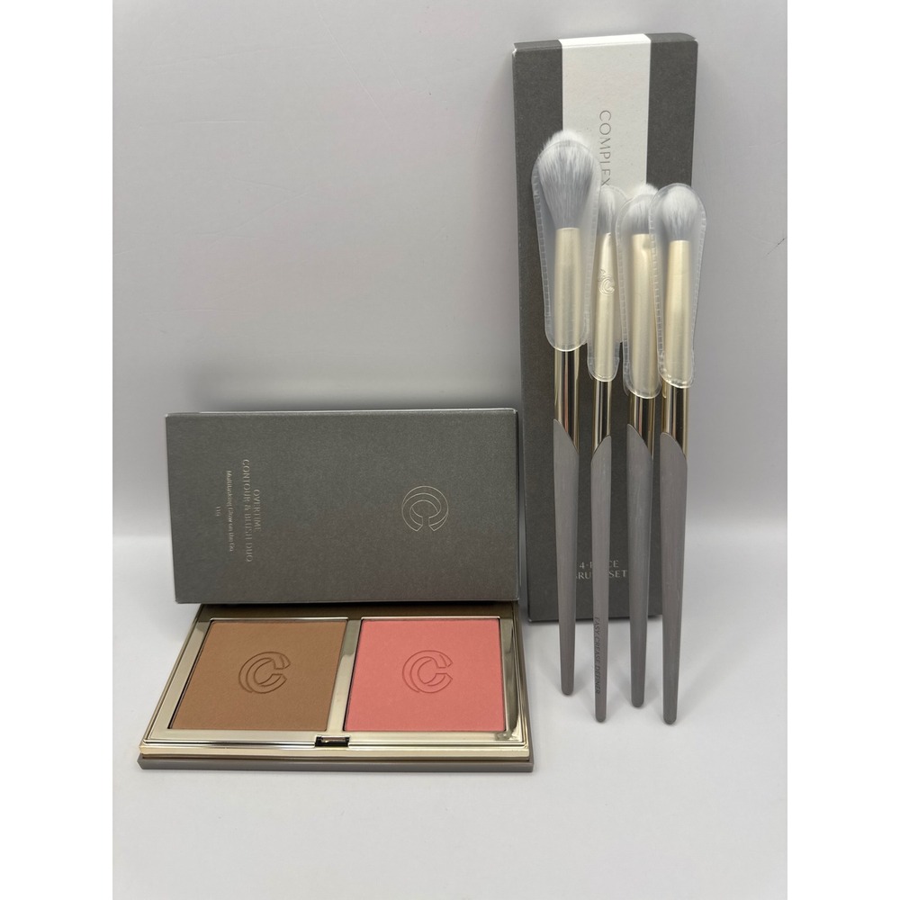 Complex Culture Overtime Contour Blush‎ Duo & 4-Piece Makeup Brush Set New
